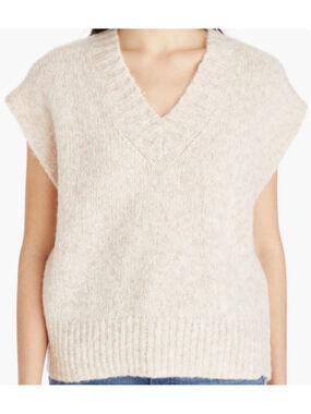 Women's Madewell Balsam Cap Sleeve V-Neck Sweater Vest, Size XS, Beige